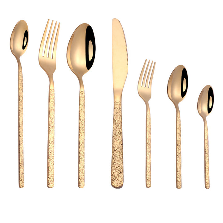 Embossed Textured Handle Steak Cutlery Western Cutlery set