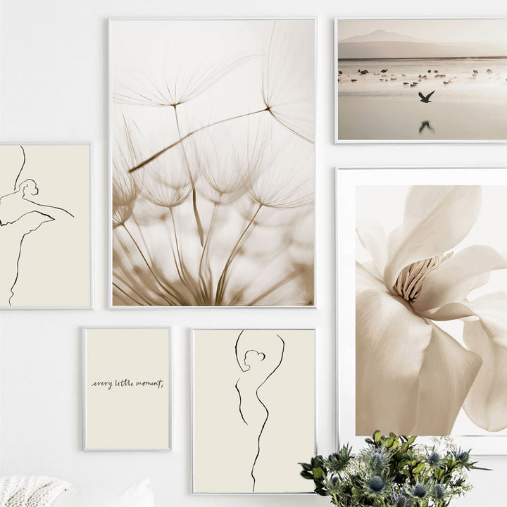 White Shell Beach Flower Dandelion Canvas Painting Core Living Room Decoration