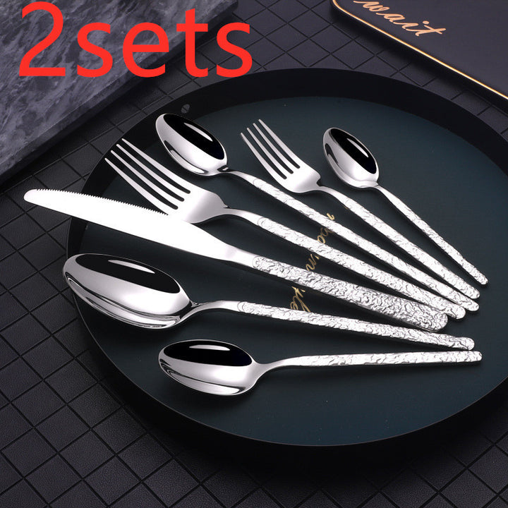 Embossed Textured Handle Steak Cutlery Western Cutlery set