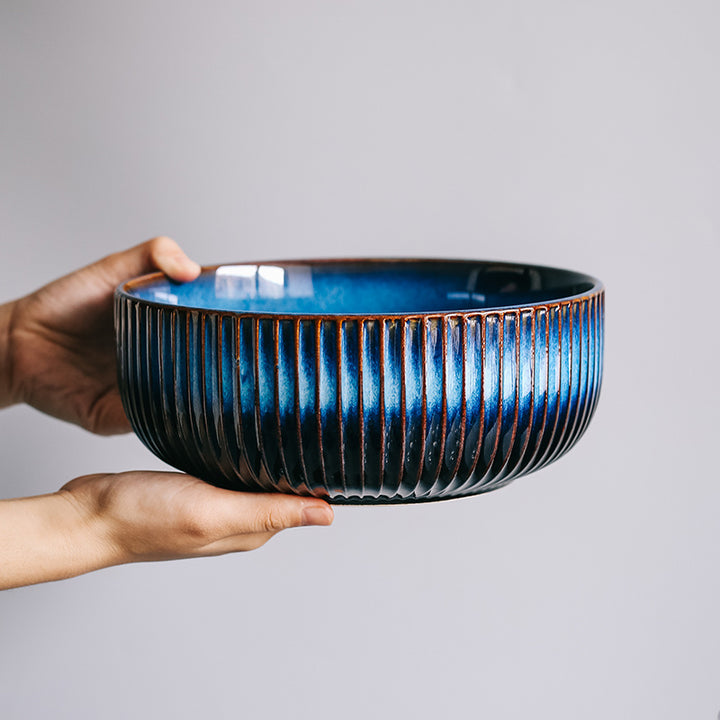 Kiln Turned Blue Ceramic Tableware Noodle Bowl