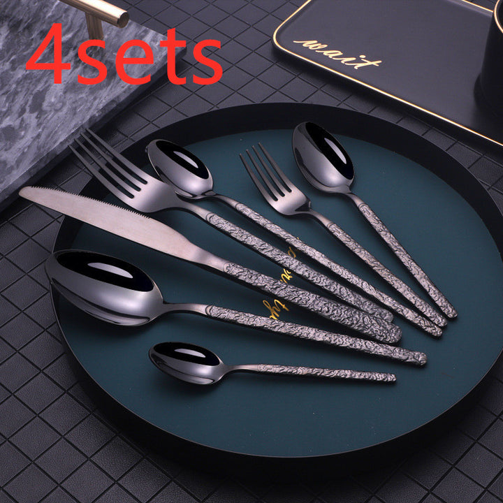 Embossed Textured Handle Steak Cutlery Western Cutlery set