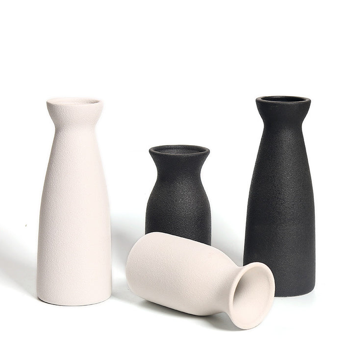 White black ceramic vase