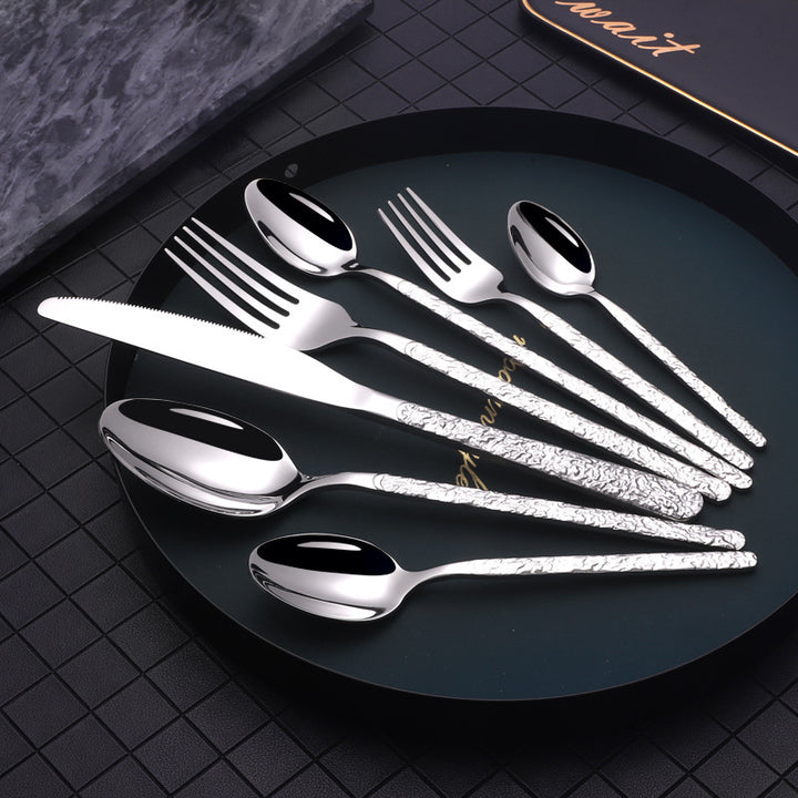 Embossed Textured Handle Steak Cutlery Western Cutlery set