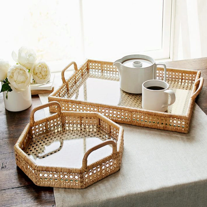 Sorage Rattan Box Tray Boho Style