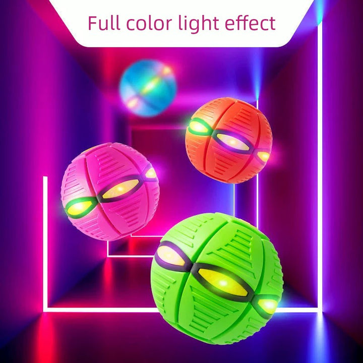 New Arrival Magic Flying Saucer Ball Luminous Deformation Elastic Stepping Ball Kids Puzzle Indoor Ball Toys Factory Direct Sales