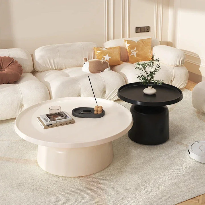 Round Black Small Coffee Table Simple Minimalist