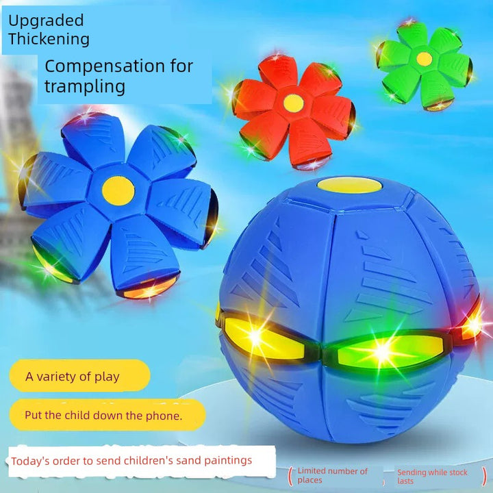 New Arrival Magic Flying Saucer Ball Luminous Deformation Elastic Stepping Ball Kids Puzzle Indoor Ball Toys Factory Direct Sales