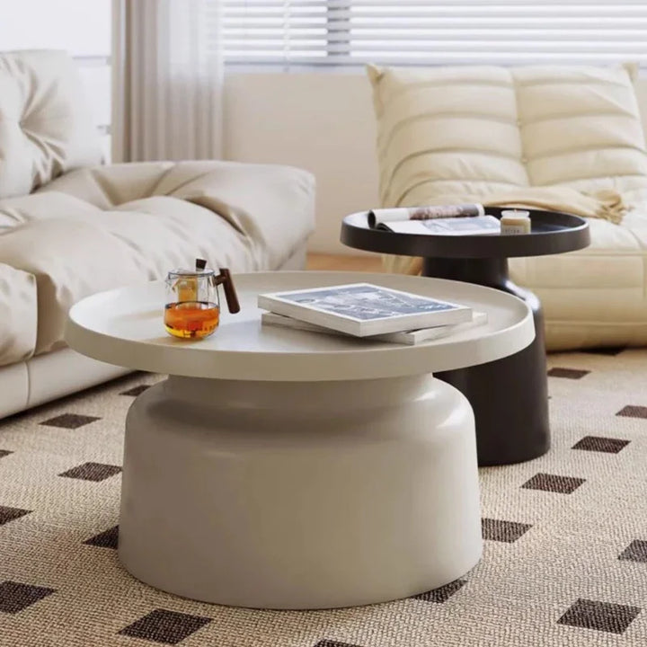 Round Black Small Coffee Table Simple Minimalist