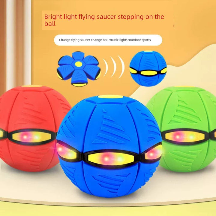 New Arrival Magic Flying Saucer Ball Luminous Deformation Elastic Stepping Ball Kids Puzzle Indoor Ball Toys Factory Direct Sales