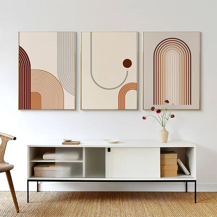 Boho Abstract Style Wall Art Aesthetic Room Decor Canvas Picture for Living Room Geometric Lines Posters and Prints Boho Decor