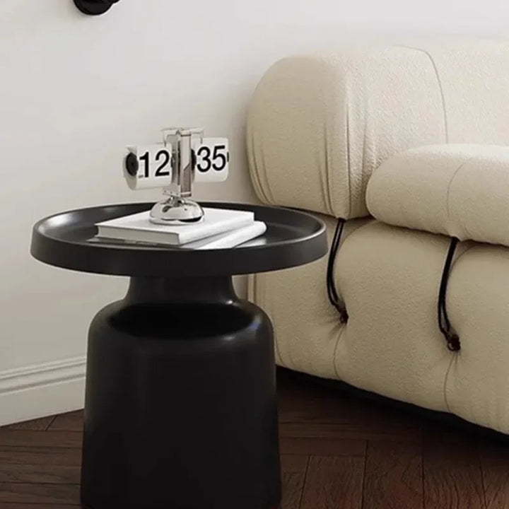 Round Black Small Coffee Table Simple Minimalist