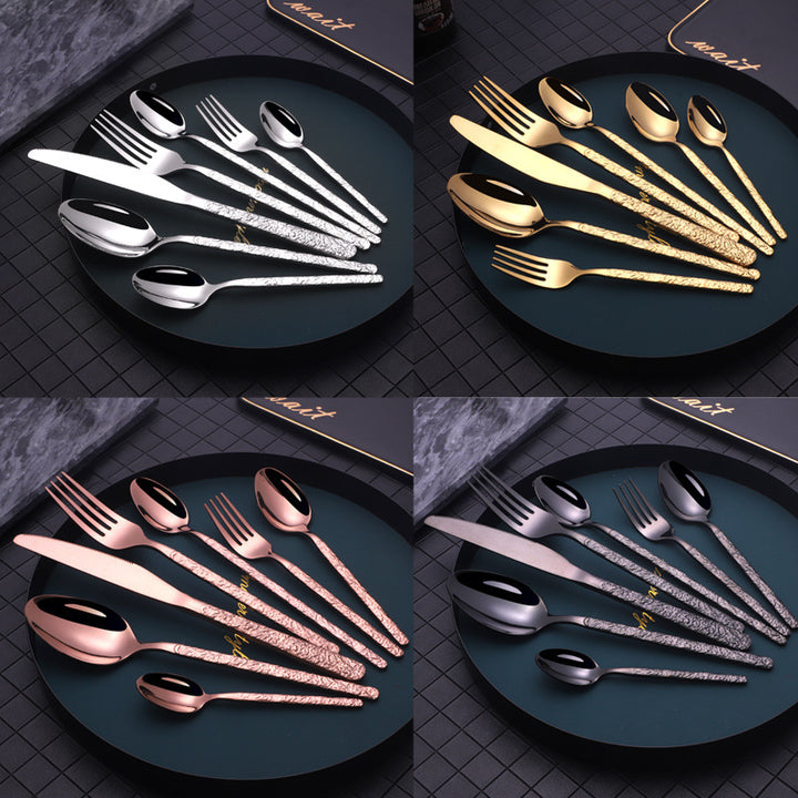 Embossed Textured Handle Steak Cutlery Western Cutlery set