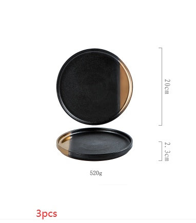 Creative Black Gold Ceramic Plate Household Dishes