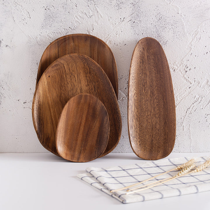 Acacia Irregular Wooden Plate Set