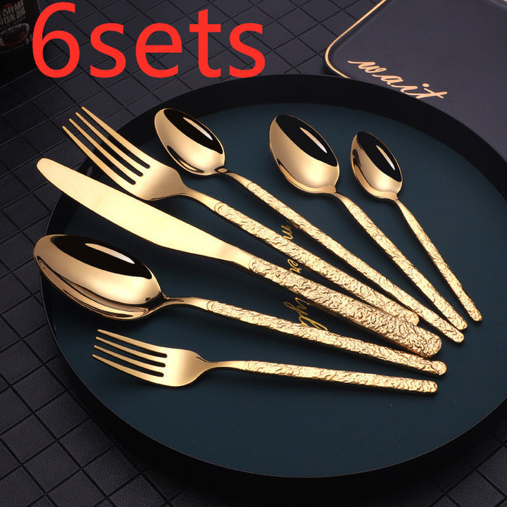 Embossed Textured Handle Steak Cutlery Western Cutlery set