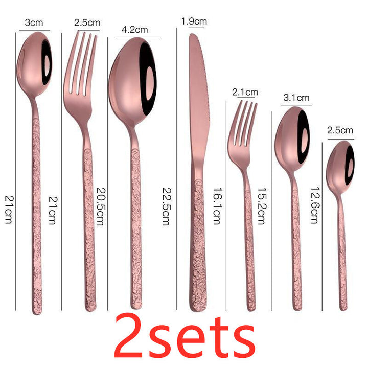 Embossed Textured Handle Steak Cutlery Western Cutlery set